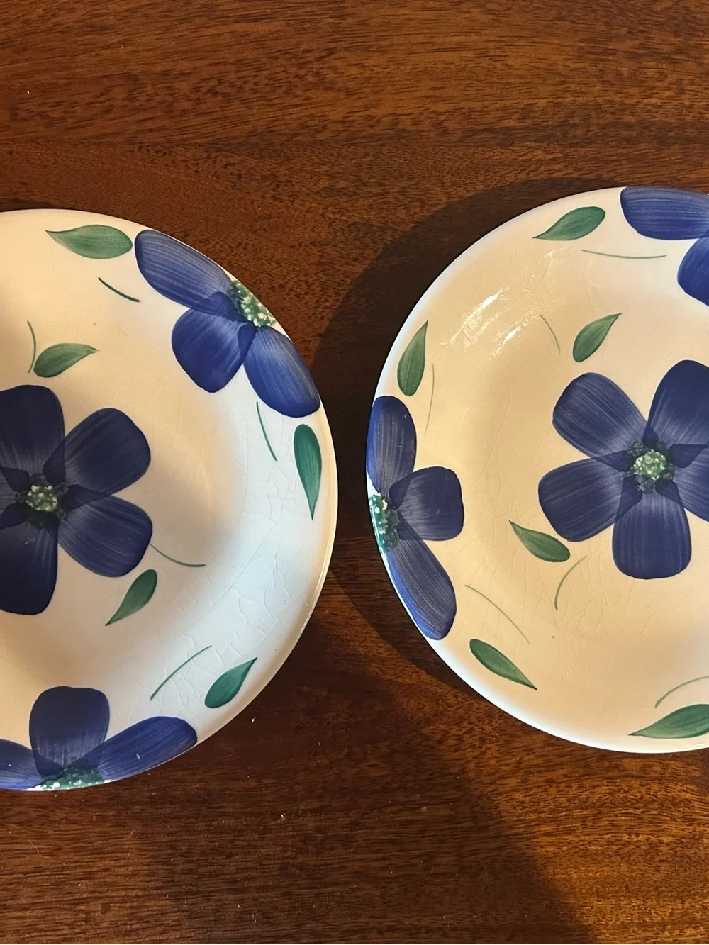 Vintage Pier One Imports Blue Floral Ceramic Salad Plates 7.75” - Set of 2 Italy
